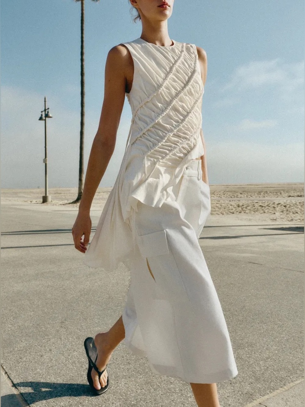 ZARA ASYMMETRIC RUCHED TOP - Picture 4 of 9